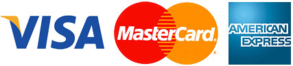 Logos for Visa, MasterCard, American Express