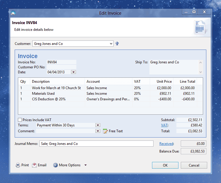 CIS Invoice