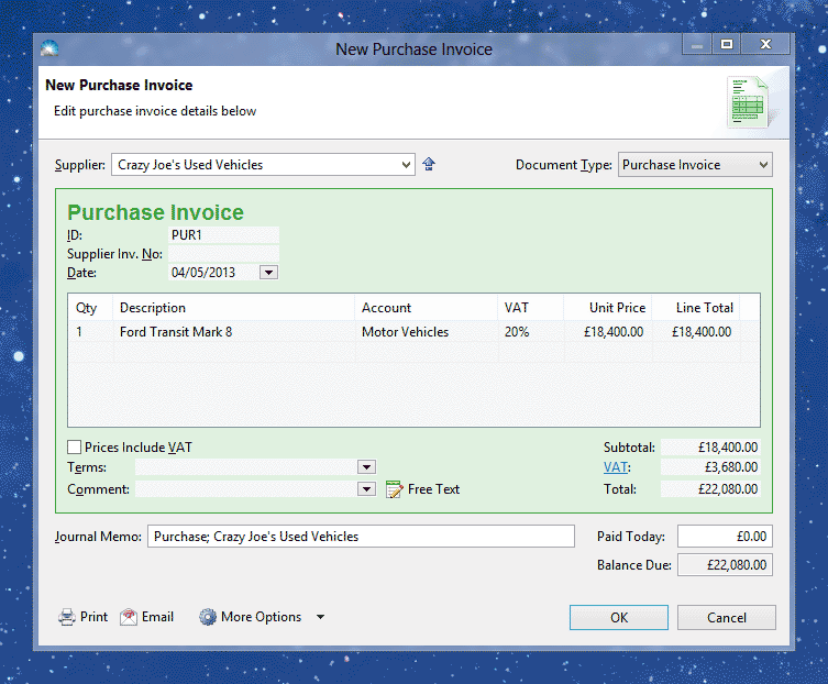 Hire Purchase Invoice