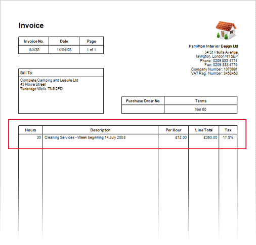 Customised Invoice